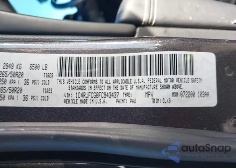 2015 Jeep Grand Cherokee Overland from USA, damaged, VIN 1C4RJFCG8FC943437